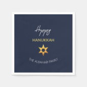 Serviette En Papier Elégant Happy Hanoukka Golden David Star (Devant)