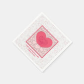 Serviette En Papier Élégant Heureuse Sainte-Valentin de coeur rose élé (Coin)