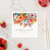 Serviette En Papier Élégant Hibiscus Fleur Tropical Floral Mariage (En situation)