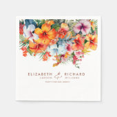 Serviette En Papier Élégant Hibiscus Fleur Tropical Floral Mariage (Devant)