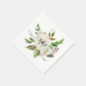 Serviette En Papier Elégant hiver White Peony Mariage Napkin (Coin)