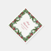 Serviette En Papier Elegant Holly et Berries Wreath Joyeux Noël (Coin)