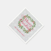 Serviette En Papier Elegant Holly Wreath Merry Christmas (Coin)