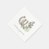 Serviette En Papier Élégant Horseshoe Mariage botanique (Coin)