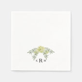 Serviette En Papier Elégant Hydrangea Foliage Monogram Cocktail (Devant)