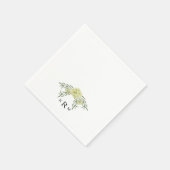Serviette En Papier Elégant Hydrangea Foliage Monogram Cocktail (Coin)