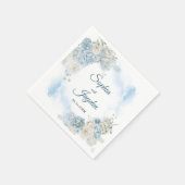 Serviette En Papier Elégant Ice Bleu Rose Fleurs Mariage (Coin)