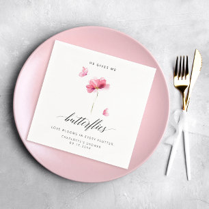 Serviette En Papier Élégant Il Me Donne Des Papillons Floral