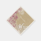 Serviette En Papier Elégant Imaginaire violet Fleurs blanches personna (Coin)