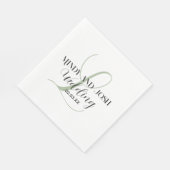 Serviette En Papier Élégant Initiale Vert Sage Mariage Script (Coin)