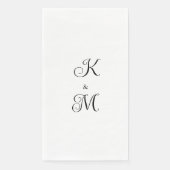 Serviette En Papier Élégant Initiales de script Mariage blanc (Devant)