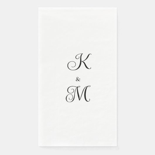 Serviette En Papier Élégant Initiales de script Mariage blanc (Devant)