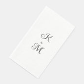 Serviette En Papier Élégant Initiales de script Mariage blanc (Coin)