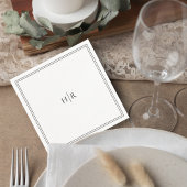 Serviette En Papier Elegant Initials Modern Wedding Napkin