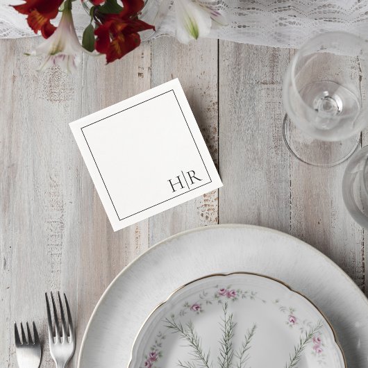 Serviette En Papier Elegant Initials Wedding Napkins