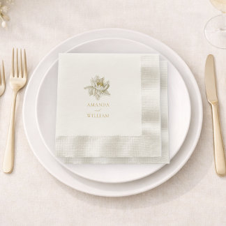 Serviette En Papier Elegant Ivory Floral Wedding