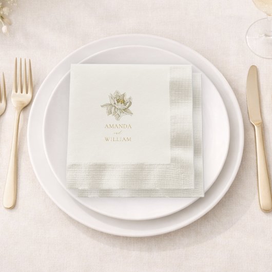 Serviette En Papier Elegant Ivory Floral Wedding