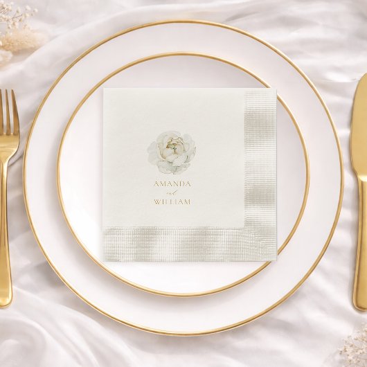 Serviette En Papier Elegant Ivory Floral Wedding