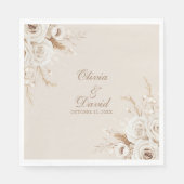 Serviette En Papier Elegant Ivory Rose Wedding Napkin (Devant)