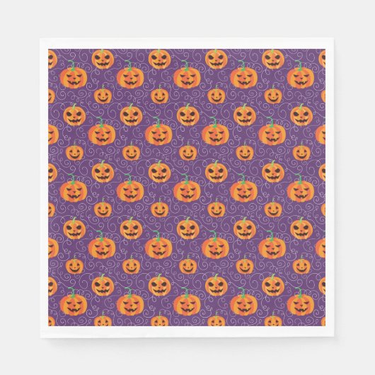 Serviette En Papier Élégant Jack O'Lanterns (Devant)