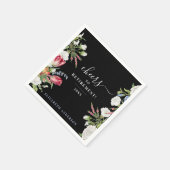 Serviette En Papier Elégant Jardin Noir Retire Floral (Coin)