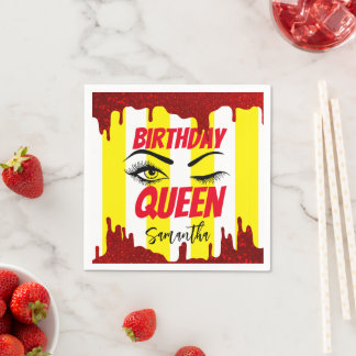 Serviette En Papier Elégant Jaune Anniversaire 18ème | 21e | 40e | 50e