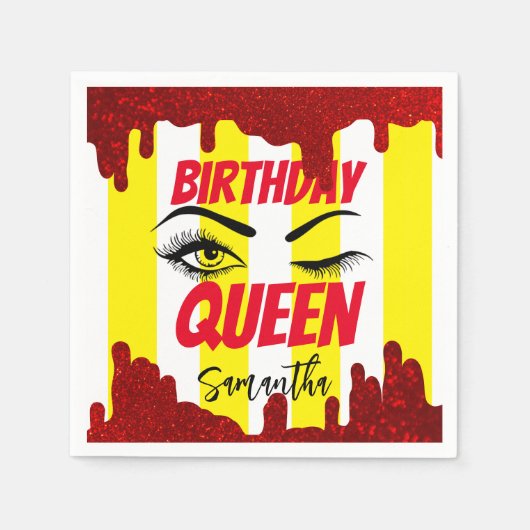 Serviette En Papier Elégant Jaune Anniversaire 18ème | 21e | 40e | 50e (Devant)