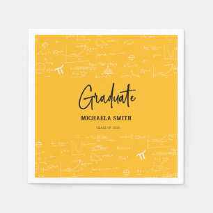 Serviette En Papier Élégant Jaune Écriture Mathématiques Diplômé