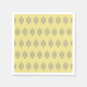 Serviette En Papier Élégant Jaune Gris Dentelle Mariage Serviettes (Devant)