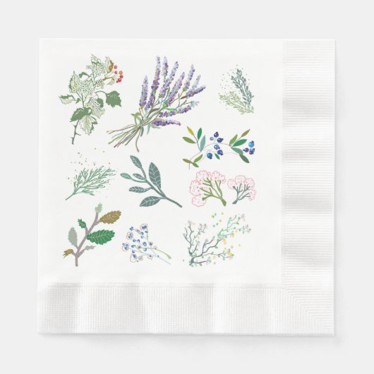 Serviette En Papier Élégant joli feuillage simple plantes herbes (Devant)