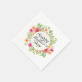 Serviette En Papier Elégant Joyeux Cadre Floral Fête des Mères | Napki (Coin)