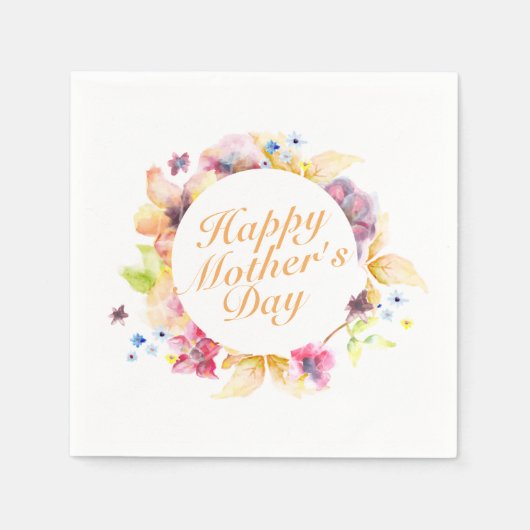 Serviette En Papier Elégant Joyeux Fête des Mères Cadre Floral Napkin (Devant)