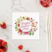 Serviette En Papier Elégant Joyeux Fête des Mères Cadre Floral Napkin (En situation)