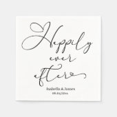 Serviette En Papier Elégant Joyeux Jamais Après Romantique Mariage Bla (Devant)