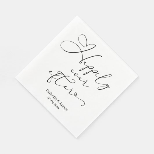 Serviette En Papier Elégant Joyeux Jamais Après Romantique Mariage Bla (Coin)