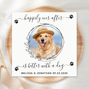 Serviette En Papier Élégant Joyeux Jour après Pet Photo Chien Mariage