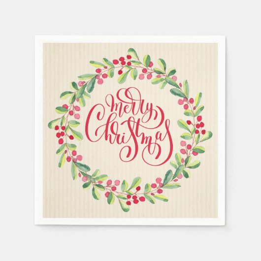 Serviette En Papier Élégant Joyeux Noël (Devant)