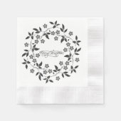 Serviette En Papier Élégant Joyeux Noël Argent Floral (Devant)