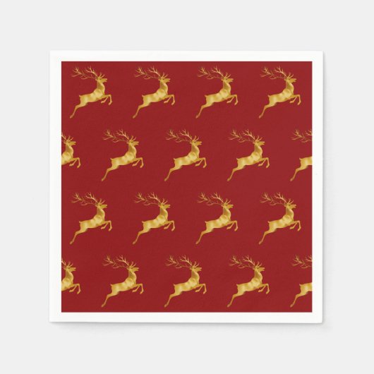 Serviette En Papier Élégant Joyeux Noël Gold rennes xmas festifs (Devant)