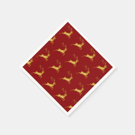 Serviette En Papier Élégant Joyeux Noël Gold rennes xmas festifs (Coin)