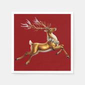 Serviette En Papier Élégant Joyeux Noël Gold rennes xmas festifs (Devant)