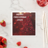 Serviette En Papier Élégant Joyeux Noël Joyeux Joyeux Fête 2026 (En situation)