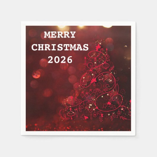 Serviette En Papier Élégant Joyeux Noël Joyeux Joyeux Fête 2026 (Devant)