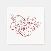 Serviette En Papier Élégant Joyeux Noël Rouge Fancy Script (Devant)