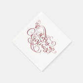 Serviette En Papier Élégant Joyeux Noël Rouge Fancy Script (Coin)