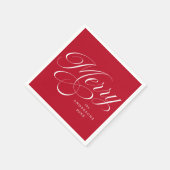 Serviette En Papier Élégant Joyeux script de calligraphie Noël rouge (Coin)