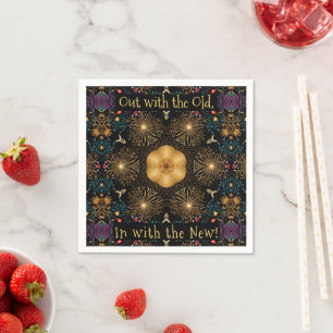 Serviette En Papier Élégant Kaleidoscope du Nouvel An Doré