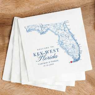 Serviette En Papier Élégant Key West Florida Mariage de carte