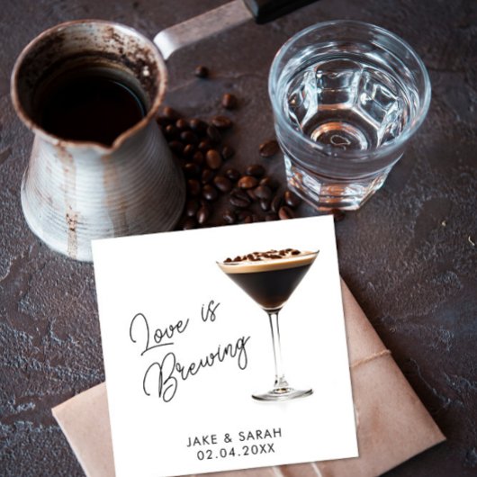 Serviette En Papier Elégant "L'amour brasse" Espresso Martini Thème