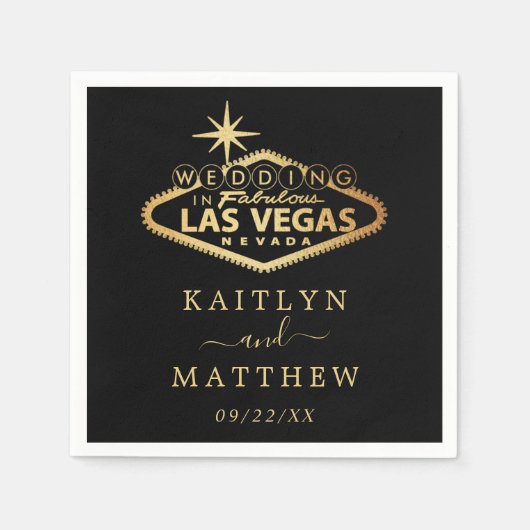 Serviette En Papier Elégant Las Vegas Destination Mariage (Devant)